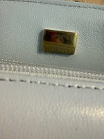 Blue White Tweed Quilted Mini Rectangular Flap Bag