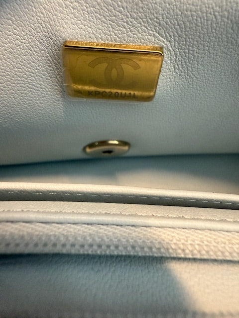 Blue White Tweed Quilted Mini Rectangular Flap Bag