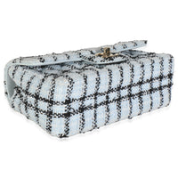 Blue White Tweed Quilted Mini Rectangular Flap Bag