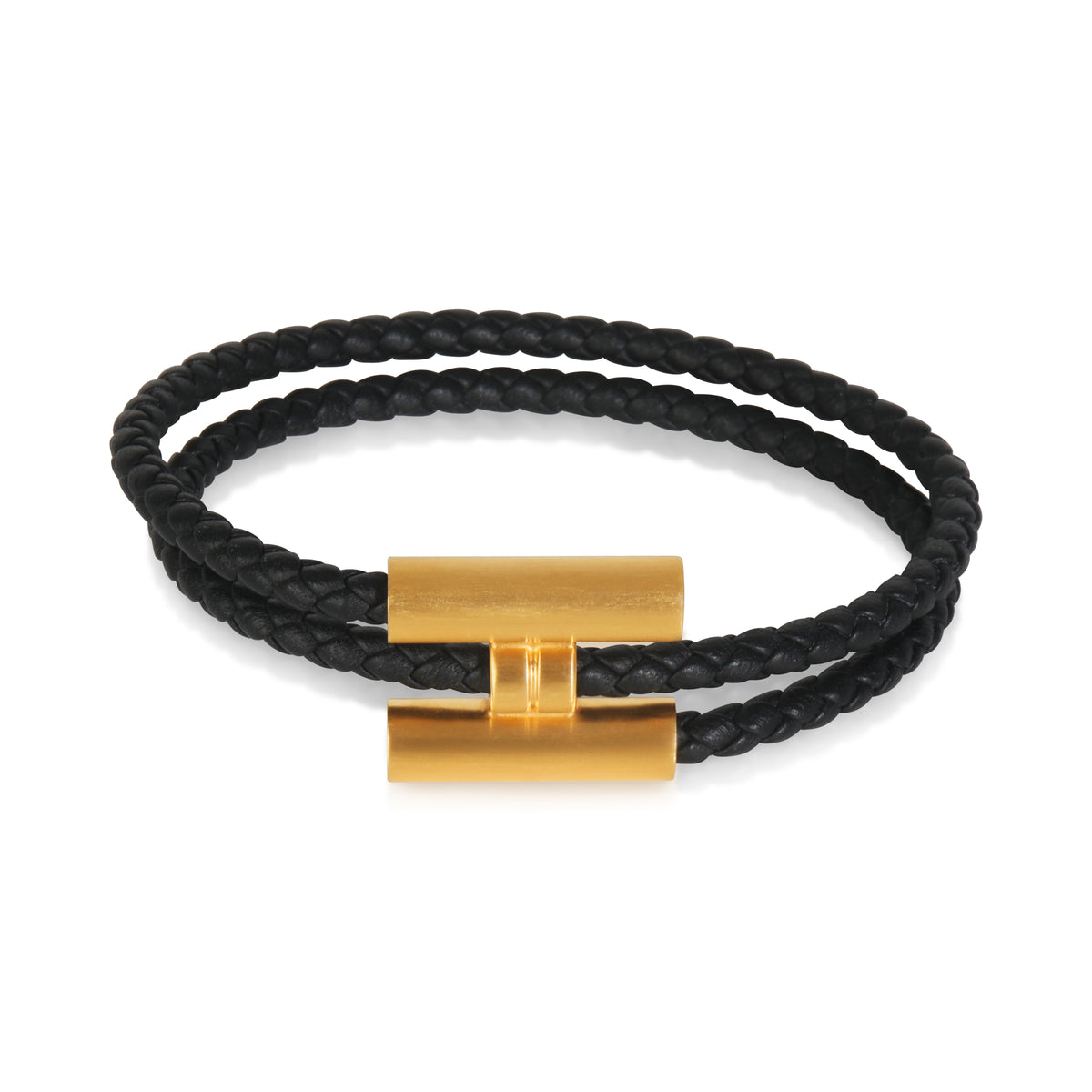 Gold-Plated  Tournis Tresse In Noir Bracelet