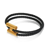 Gold-Plated  Tournis Tresse In Noir Bracelet