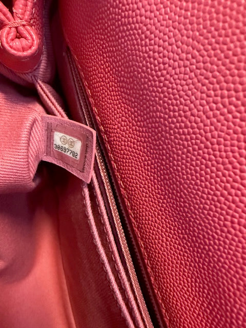 Pink Quilted Caviar Mini Coco Top Handle Flap Handbag