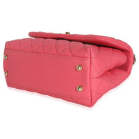 Pink Quilted Caviar Mini Coco Top Handle Flap Handbag