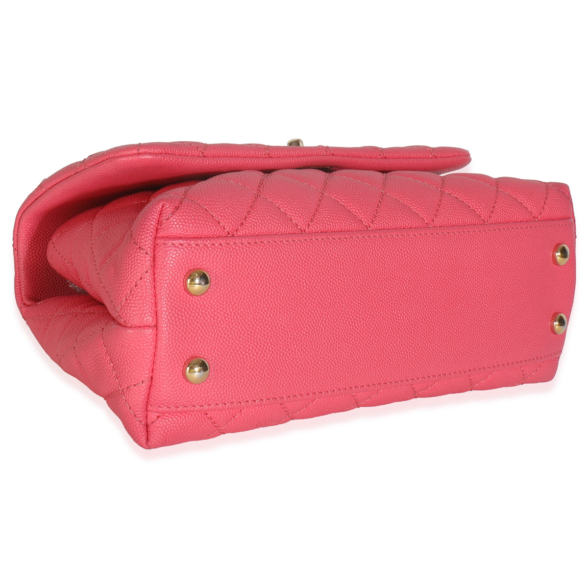 Pink Quilted Caviar Mini Coco Top Handle Flap Handbag
