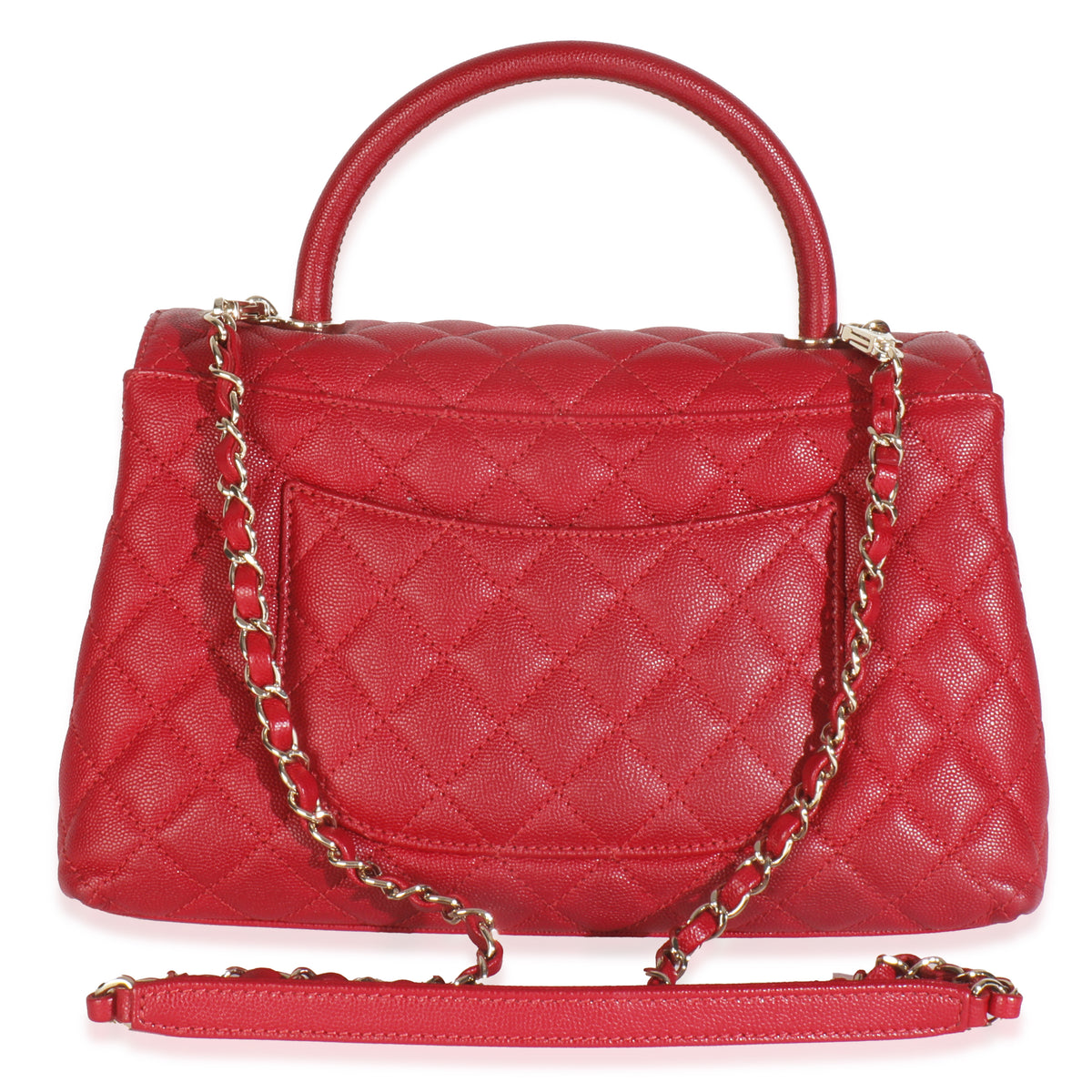 Red Quilted Caviar Medium Coco Handle Flap Bag