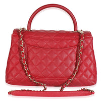 Red Quilted Caviar Medium Coco Handle Flap Bag