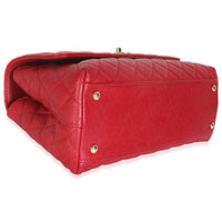 Red Quilted Caviar Medium Coco Handle Flap Bag