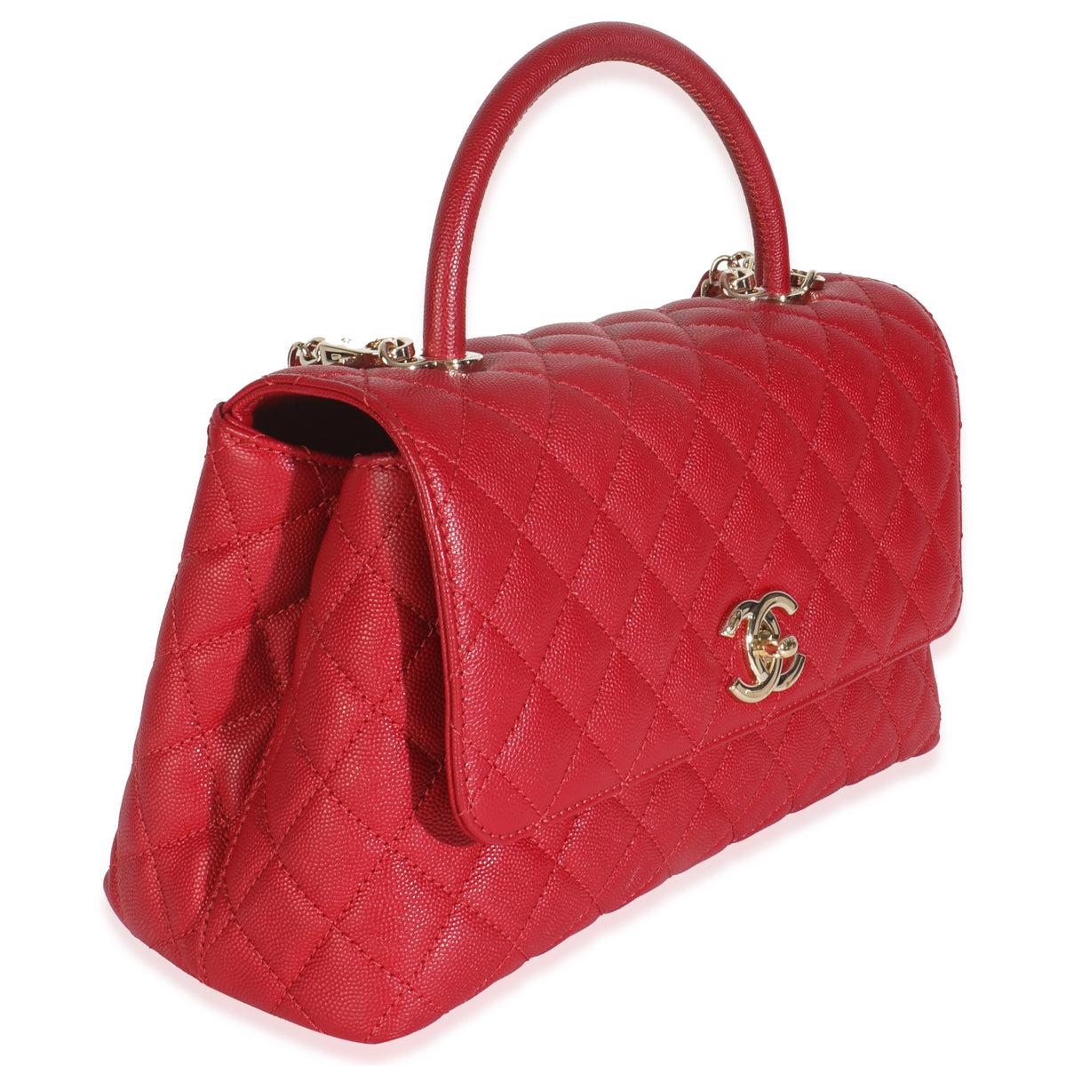 Red Quilted Caviar Medium Coco Handle Flap Bag