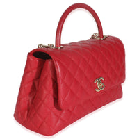 Red Quilted Caviar Medium Coco Handle Flap Bag