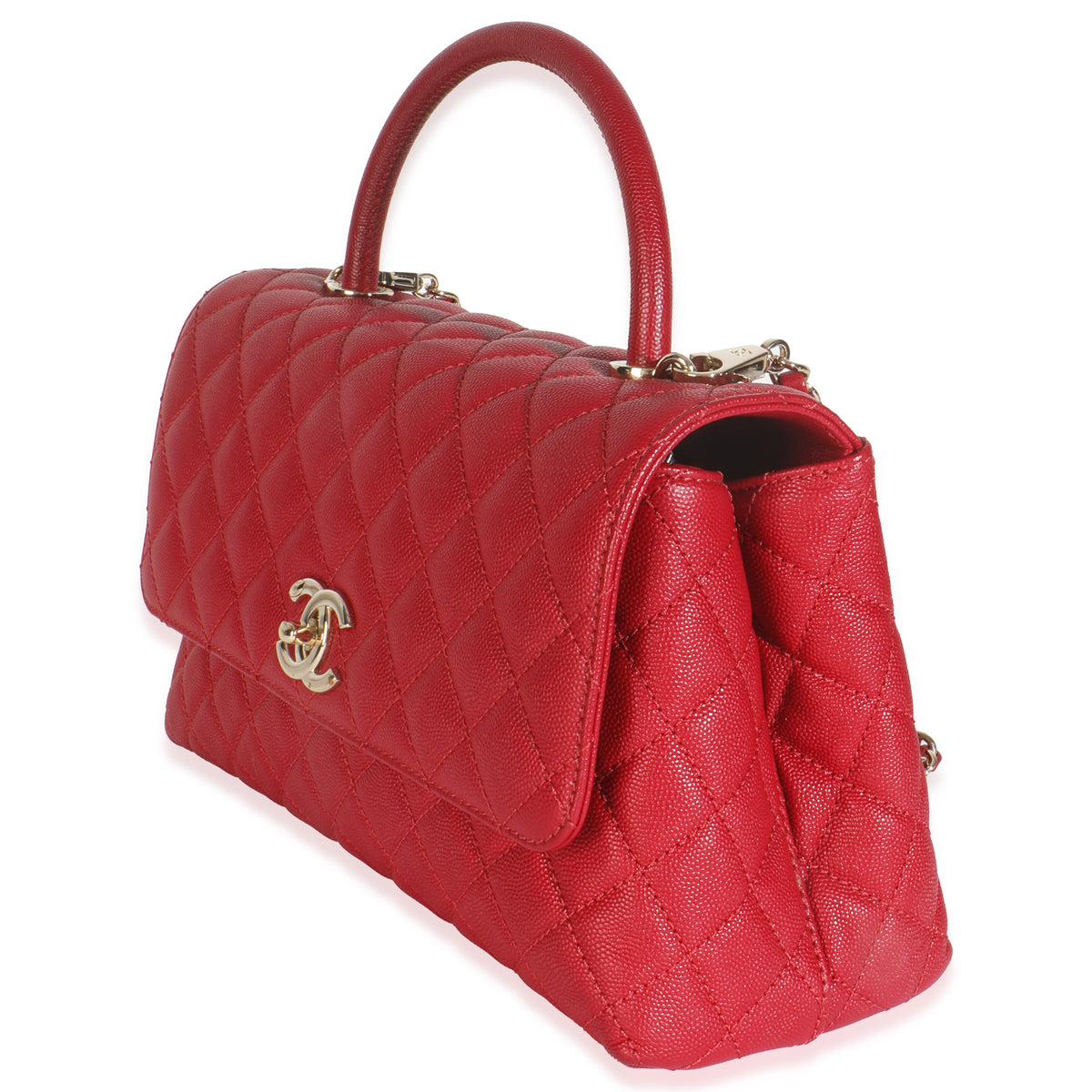 Red Quilted Caviar Medium Coco Handle Flap Bag