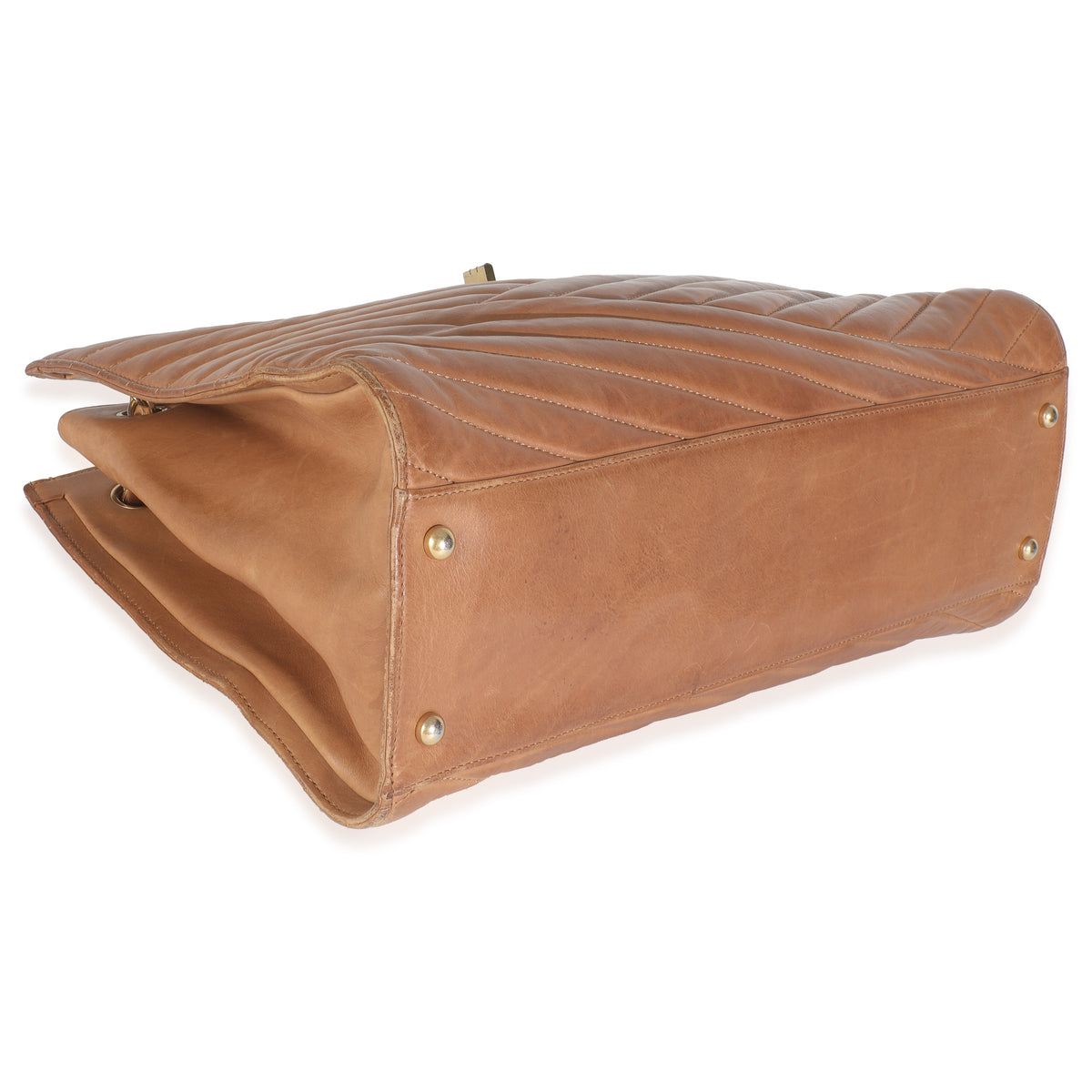 Brown Quilted Lambskin Large Gabrielle Accordion Tote