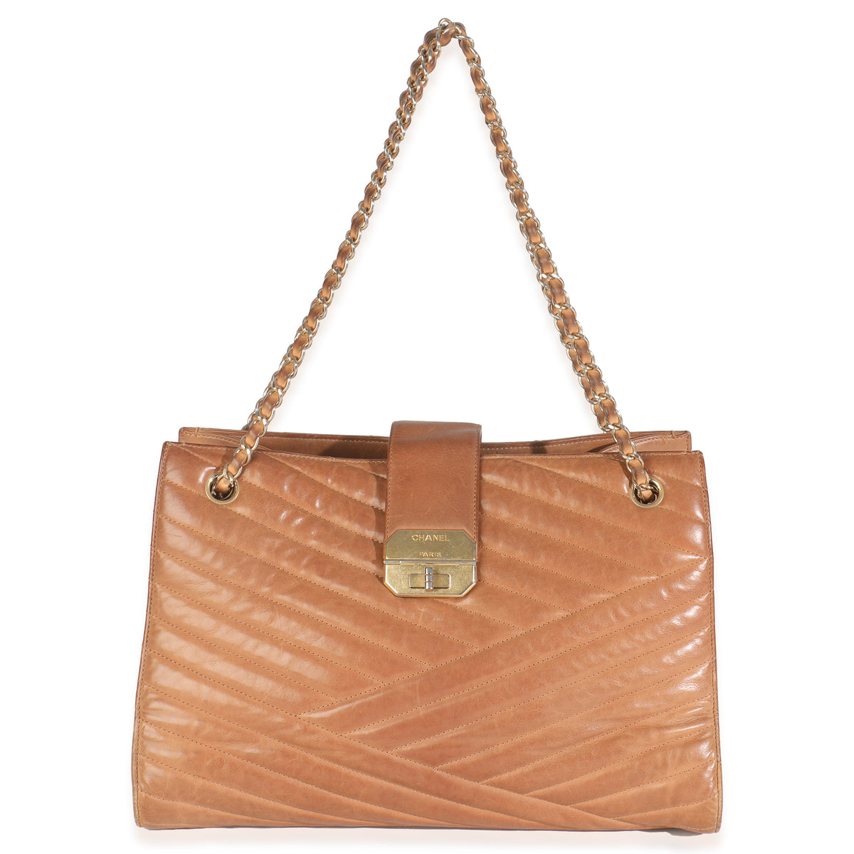 Brown Quilted Lambskin Large Gabrielle Accordion Tote