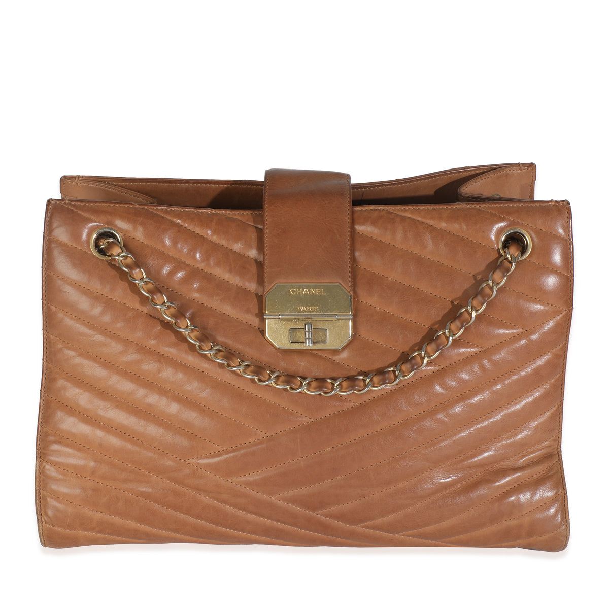 Brown Quilted Lambskin Large Gabrielle Accordion Tote