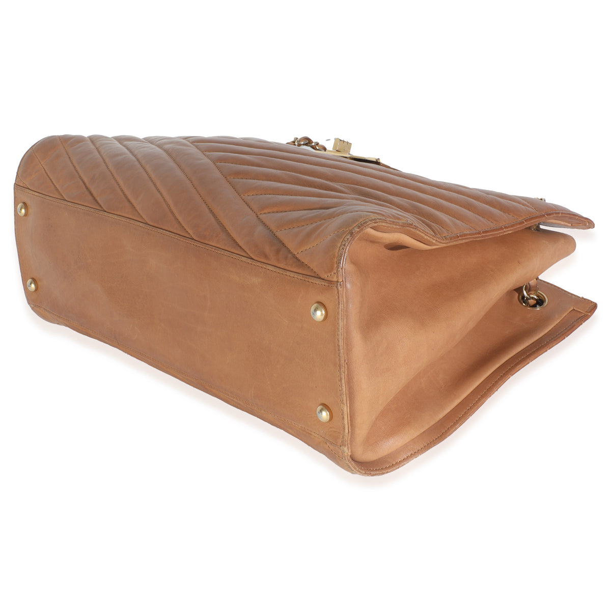 Brown Quilted Lambskin Large Gabrielle Accordion Tote