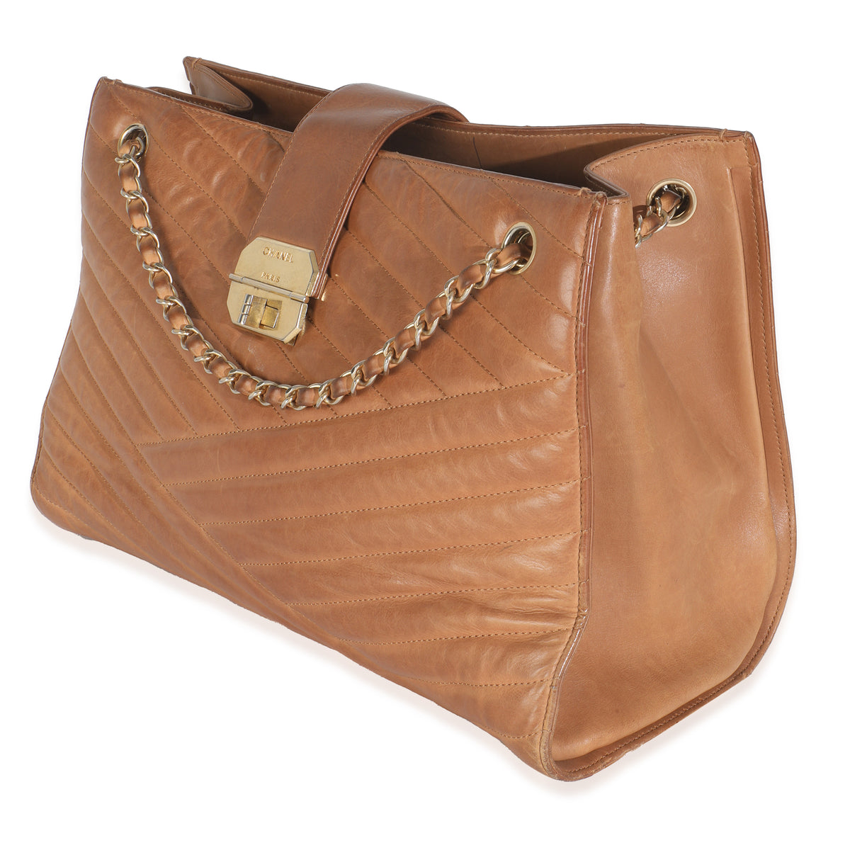 Brown Quilted Lambskin Large Gabrielle Accordion Tote