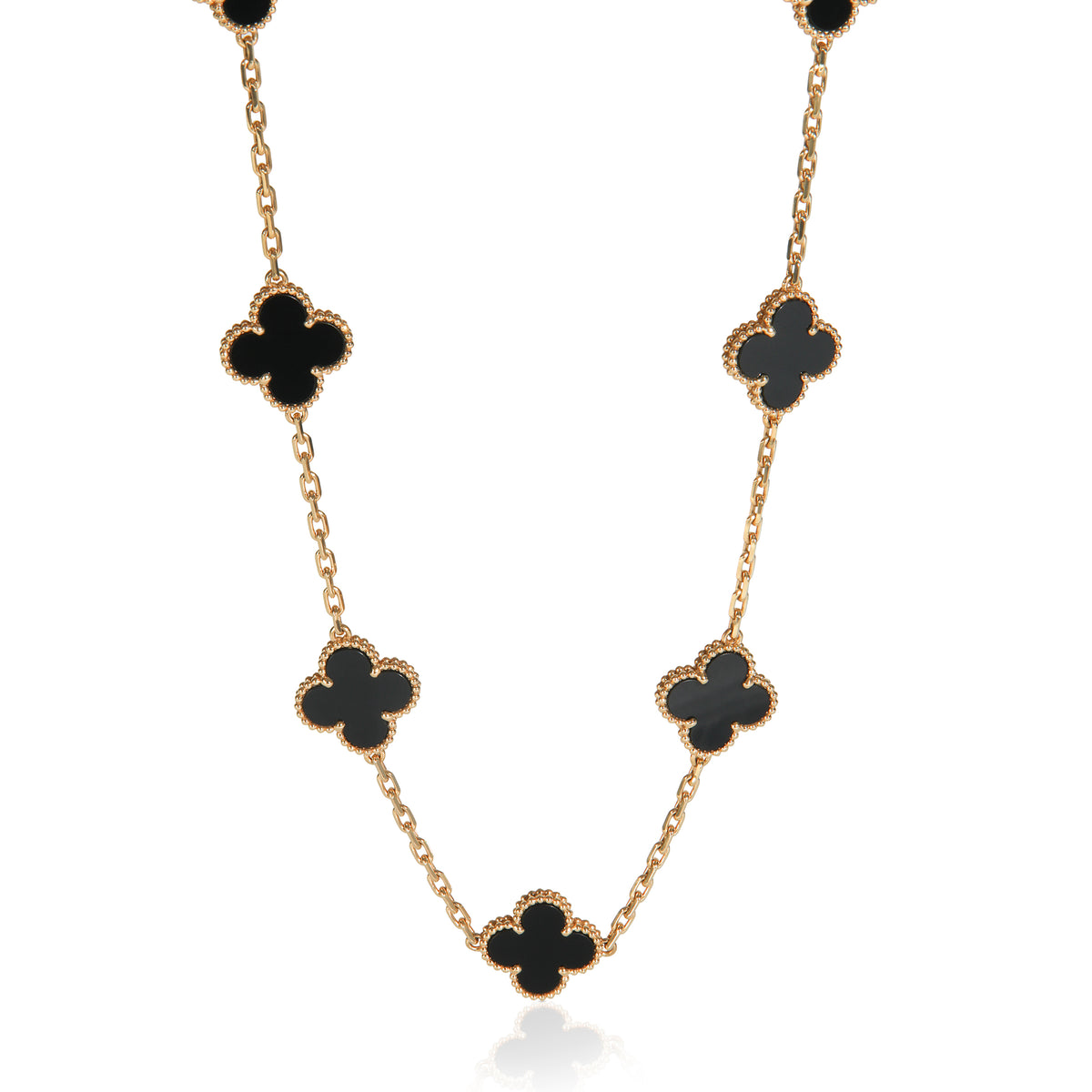 Yellow Gold Onyx Vintage Alhambra Necklace