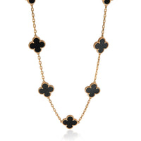 Yellow Gold Onyx Vintage Alhambra Necklace
