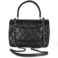 Black Quilted Lambskin Small Trendy CC Flap Dual Handle Bag