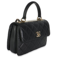 Black Quilted Lambskin Small Trendy CC Flap Dual Handle Bag