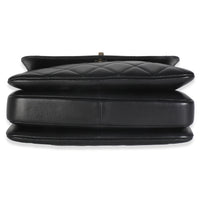 Black Quilted Lambskin Small Trendy CC Flap Dual Handle Bag