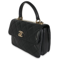Black Quilted Lambskin Small Trendy CC Flap Dual Handle Bag