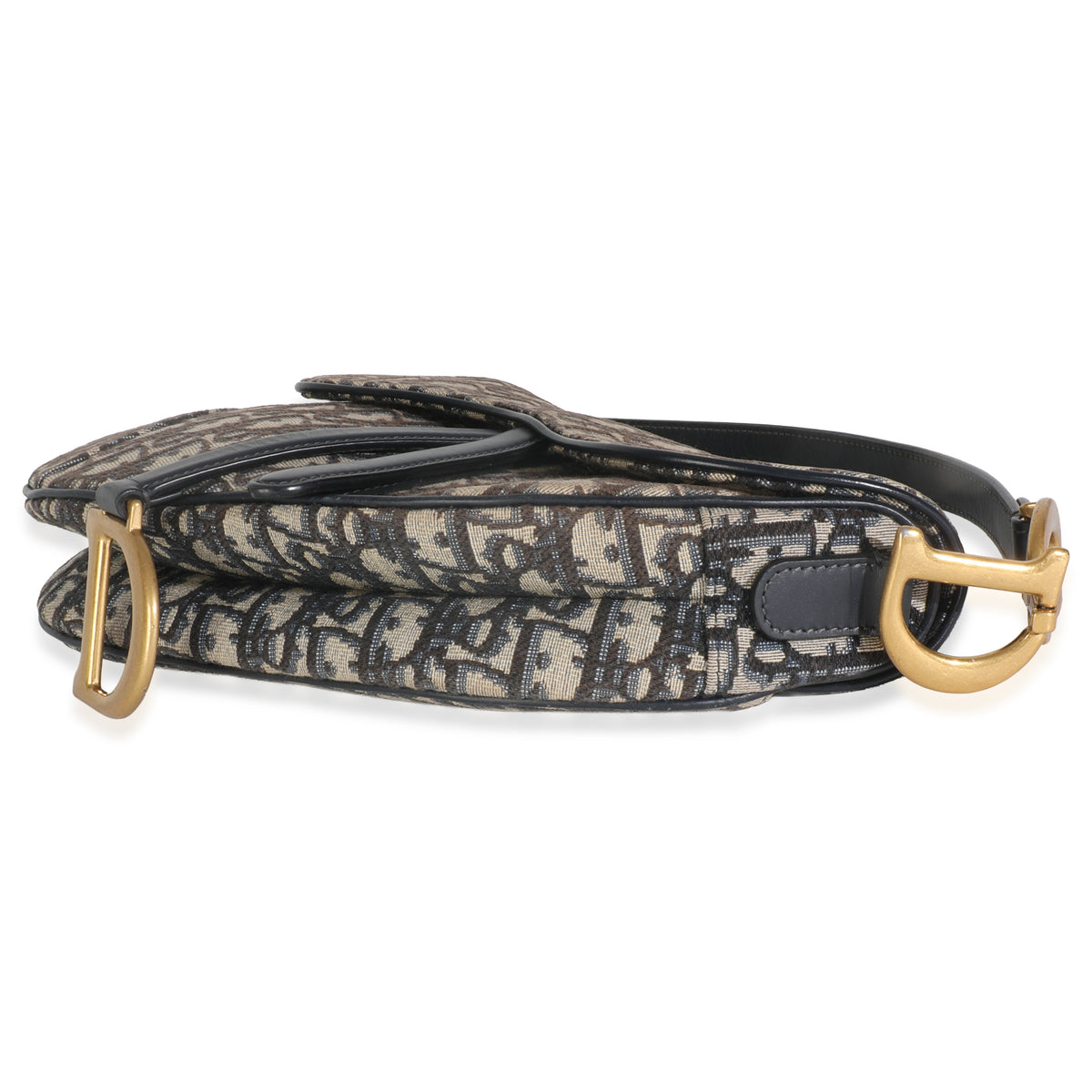 Blue Oblique Jacquard Canvas Medium Saddle Bag