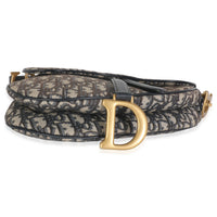 Blue Oblique Jacquard Canvas Medium Saddle Bag