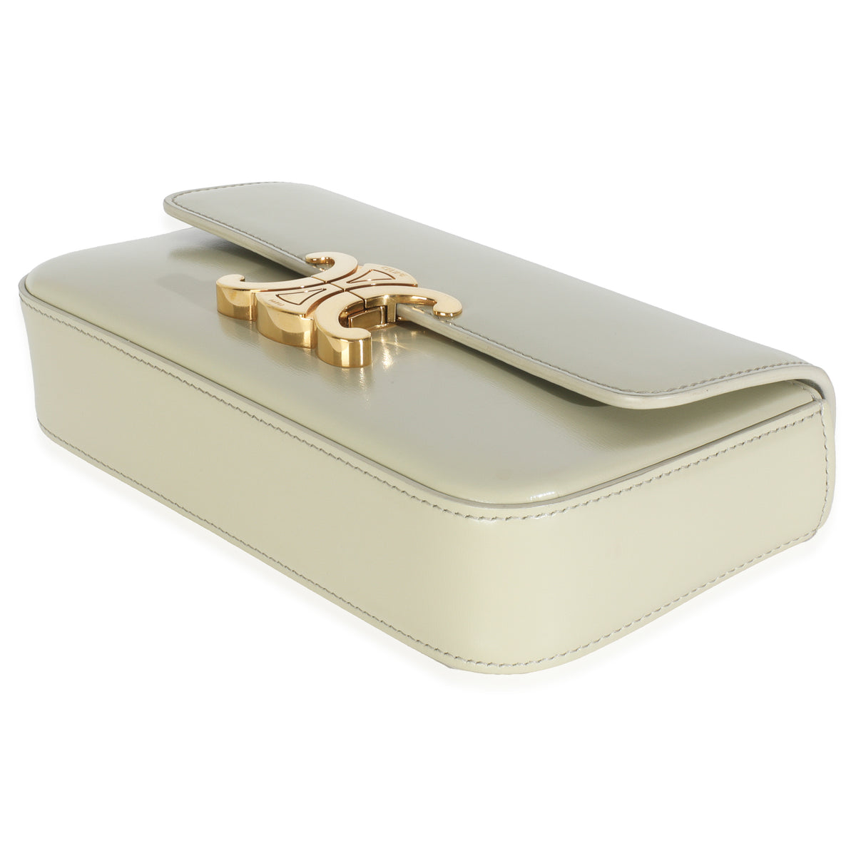 Almond Green Shiny Calfskin Triomphe Chain Shoulder Bag