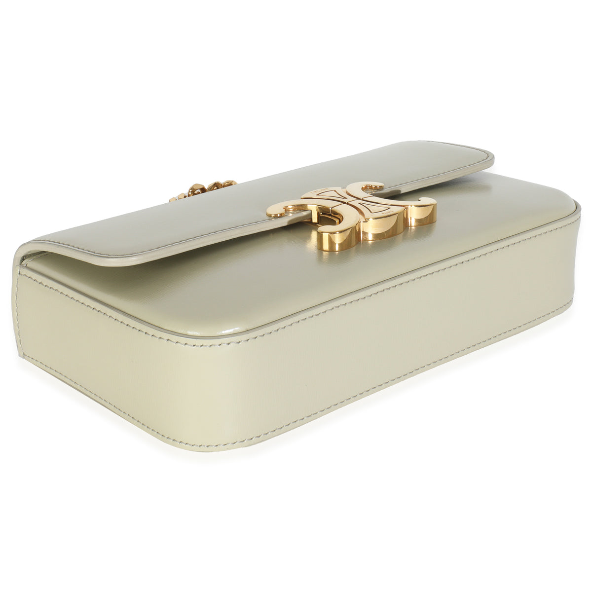 Almond Green Shiny Calfskin Triomphe Chain Shoulder Bag