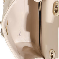 Beige Quilted Caviar Mini Retro Twist Top Handle Flap Handbag