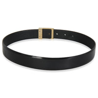 Black Calfskin Gold Square Logo Belt 70