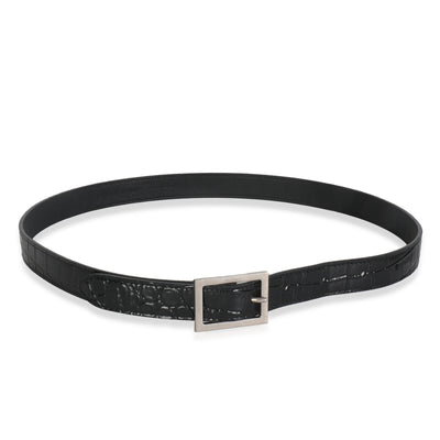 Black Croc Embossed Calfskin Buckle Belt 70