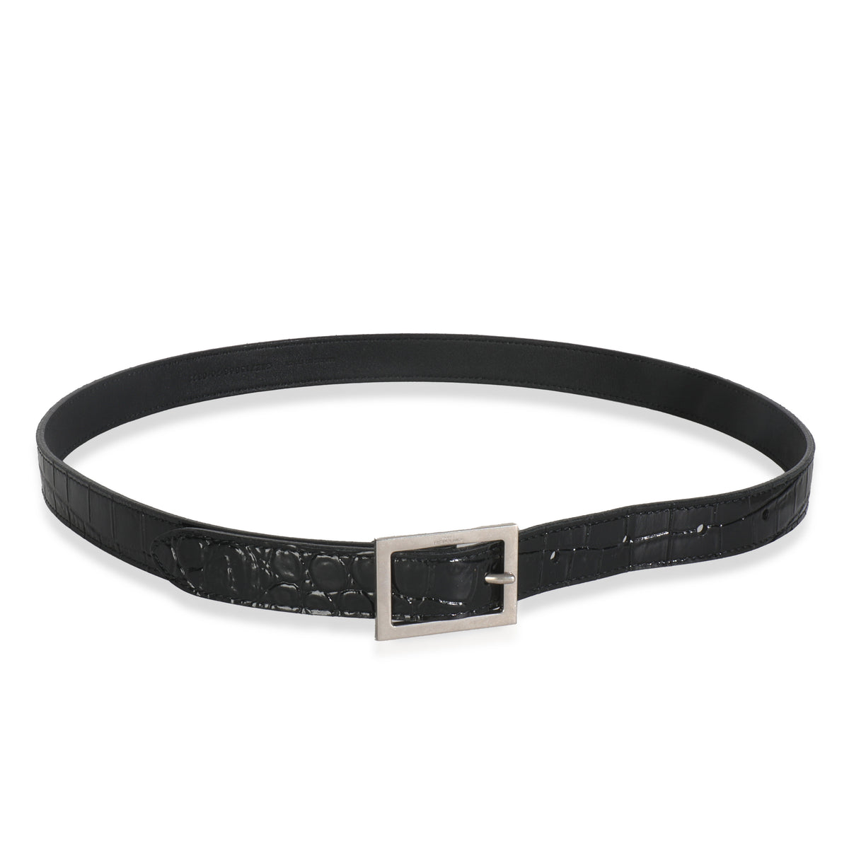 Black Croc Embossed Calfskin Buckle Belt 70
