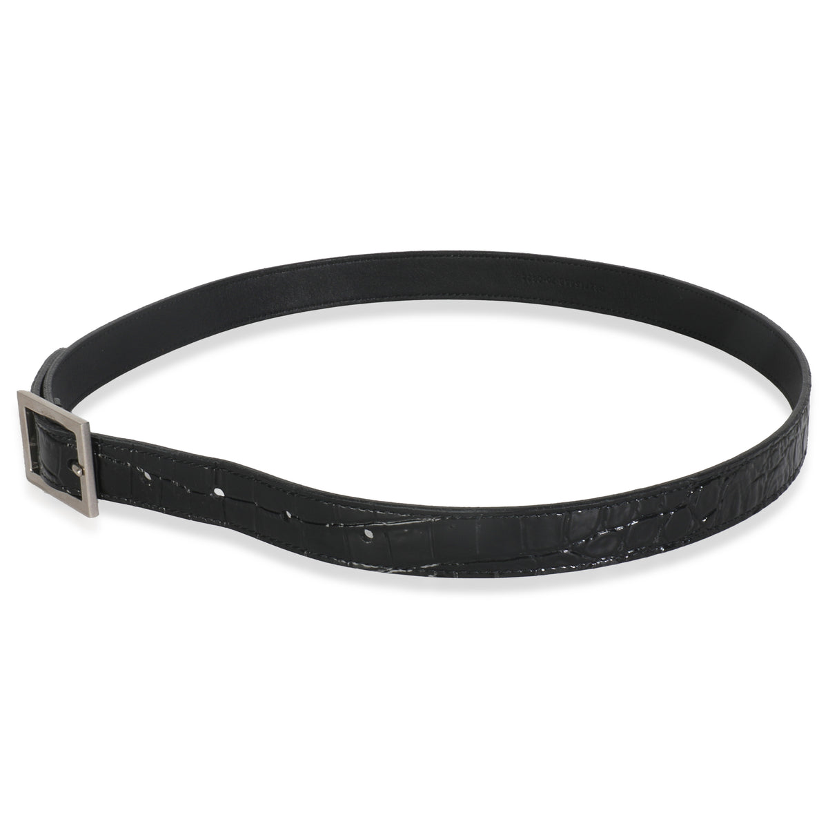 Black Croc Embossed Calfskin Buckle Belt 70