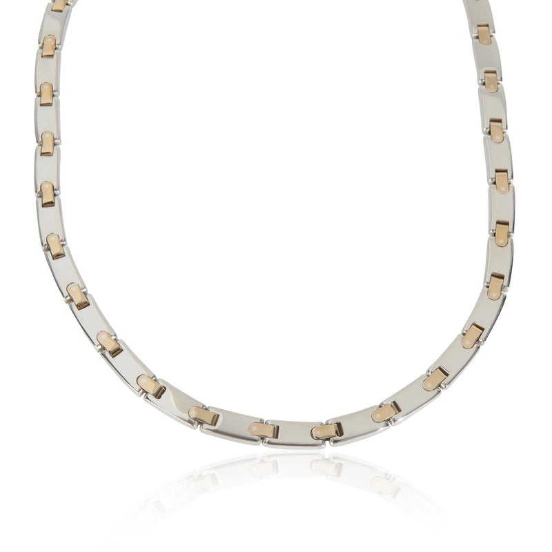 Yellow Gold & Sterling Silver  Vintage Flat Link Necklace