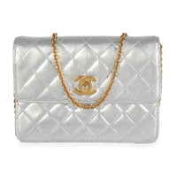 Vintage Silver Quilted Lambskin Extra Mini Flap