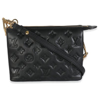 Black Puffy Monogram Lambskin Coussin BB