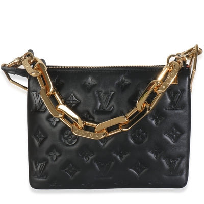 Black Puffy Monogram Lambskin Coussin BB