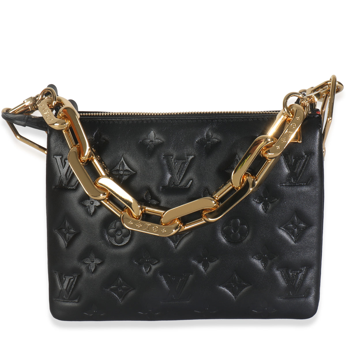 Black Puffy Monogram Lambskin Coussin BB