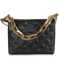 Black Puffy Monogram Lambskin Coussin BB