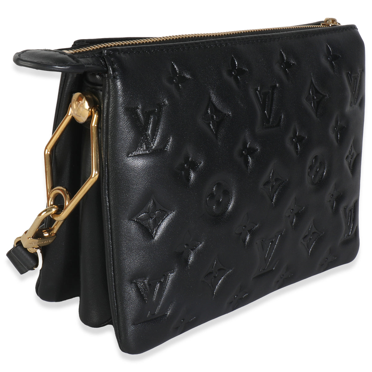 Black Puffy Monogram Lambskin Coussin BB