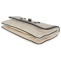 White Quilted Lambskin East/West Reissue Flap Bag