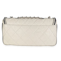 White Quilted Lambskin East/West Reissue Flap Bag