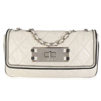 White Quilted Lambskin East/West Reissue Flap Bag