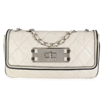 White Quilted Lambskin East/West Reissue Flap Bag