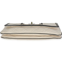 White Quilted Lambskin East/West Reissue Flap Bag