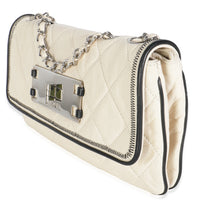 White Quilted Lambskin East/West Reissue Flap Bag