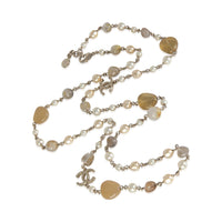 Gold-Plated  2014 100th Anniversary Faux Pearl & Bead Station Necklace