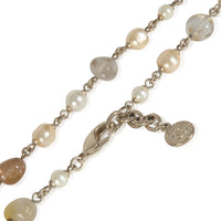 Gold-Plated  2014 100th Anniversary Faux Pearl & Bead Station Necklace