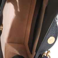 Black Dusty Grey Textured Dollar Calfskin Web Small Diana Tote